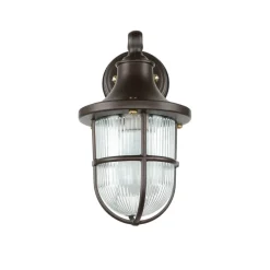 Rustikale Lampen|Metall Lampen*Lido Außenleuchte Wand IP64 E27 Rostbraun antik Echt-Messing Maritim