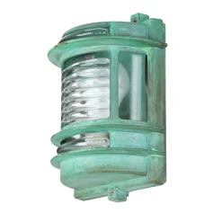 Rustikale Lampen|Metall Lampen*Lido Außenleuchte Wand IP64 Messing Glas Grün antik E27