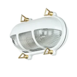 Lido Außenleuchte Wand IP64 Messing Riffelglas Maritim E27< Rustikale Lampen|Metall Lampen