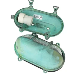 Rustikale Lampen|Metall Lampen*Lido Außenleuchte Wand Maritim Grün Messing Glas IP64