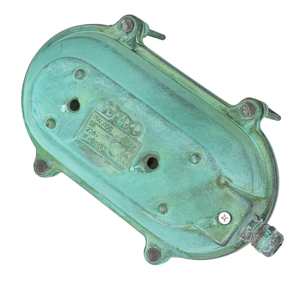 Rustikale Lampen|Metall Lampen*Lido Außenleuchte Wand Maritim Grün Messing Glas IP64