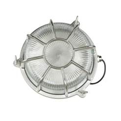 Außenwandleuchten|Moderne Lampen*Lido Außenleuchte Wand Maritim Echt-Messing Riffelglas E27