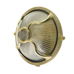 Andromeda Außenleuchte Wand Messing Glas D: 17,5 cm IP64 E27 rund< Außenwandleuchten|Feuchtraumleuchten