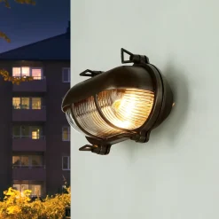 Lido Außenleuchte Wand Messing Glas Maritim IP64 B: 21 cm E27< Rustikale Lampen|Metall Lampen