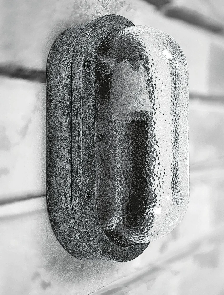 Andromeda Außenleuchte Wand Messing massiv Glas 23 cm breit IP64< Außenwandleuchten|Feuchtraumleuchten