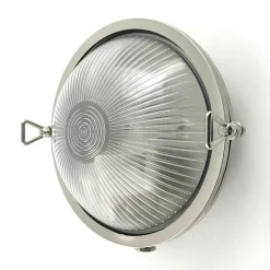 Außenwandleuchten|Messinglampen*Andromeda Außenleuchte Wand Messing Riffelglas D: 17,5 cm rund Maritim