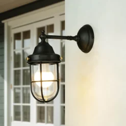 Lampen Aus Aller Welt|Rustikale Lampen*Giovanni Battista Außenleuchte Wand Messing Glas Maritim IP44 E27