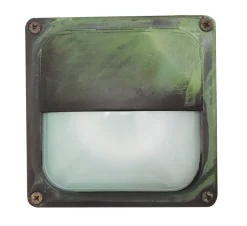 Außenwandleuchten|Rustikale Lampen*Lido Außenleuchte Wand Messing Glas B: 16 cm IP64 Grün Antik