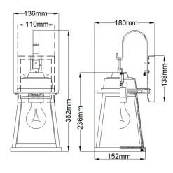 Außenwandleuchten|Gartenlaternen*Elstead Außenleuchte Wand wetterfest H: 36,2 cm IP44 E27 Vintage