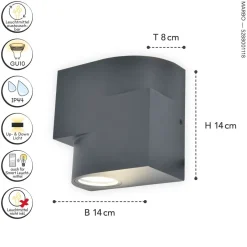 Metall Lampen|Fassadenstrahler*Eco-Light Außenwandlampe Aluminium GU10 IP44 Anthrazit Modern