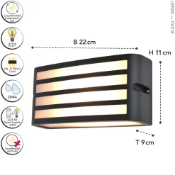 Metall Lampen|Moderne Außenleuchten*Eco-Light Außenwandlampe Anthrazit E27 IP44 B:22 cm blendarm