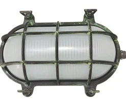 Außenwandleuchten|Feuchtraumleuchten*Lido Außenwandlampe Echt-Messing Glas E27 IP64 B: 24 cm Maritim