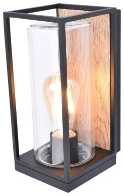 Eco-Light Außenwandlampe Glas Aluminium Natur Schwarz E27 IP44< Metall Lampen|Moderne Außenleuchten