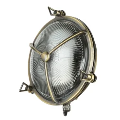 Lido Außenwandlampe Glas Messing Haus rund rostfrei< Rustikale Lampen|Metall Lampen