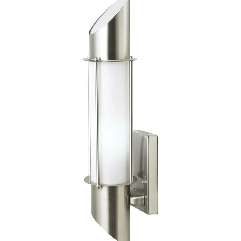 Harms Import Außenwandlampe in Silber Edelstahl E27 IP44 H:49,8 cm< Metall Lampen|Feuchtraumleuchten