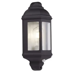 Metall Lampen|Maritime Lampen*Searchlight Außenwandlampe IP44 E27 Schwarz Bewegungsmelder H: 36 cm