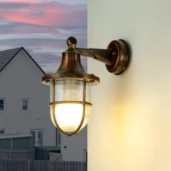 Lido Außenwandlampe IP64 in Kupfer antik Glas Messing E27< Rustikale Lampen|Metall Lampen