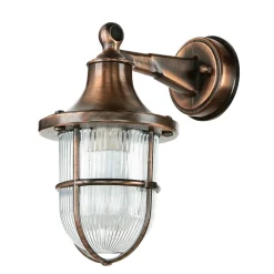 Lido Außenwandlampe IP64 in Kupfer antik Glas Messing E27< Rustikale Lampen|Metall Lampen