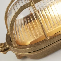 Messinglampen|Maritime Lampen*Searchlight Außenwandlampe Messing Glas IP64 E27 Maritim H: 23,5 cm