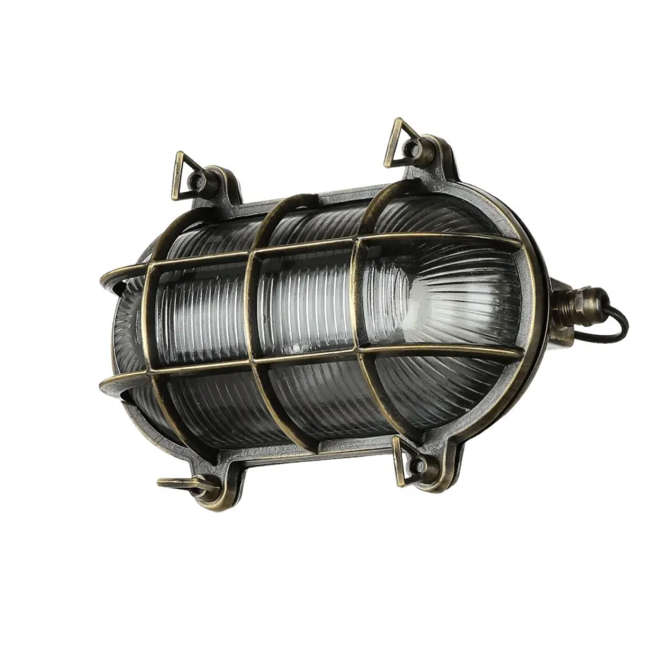 Metall Lampen|Messinglampen*Lido Außenwandlampe Messing Maritim IP64 Haus Terrasse