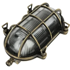 Metall Lampen|Messinglampen*Lido Außenwandlampe Messing Maritim IP64 Haus Terrasse