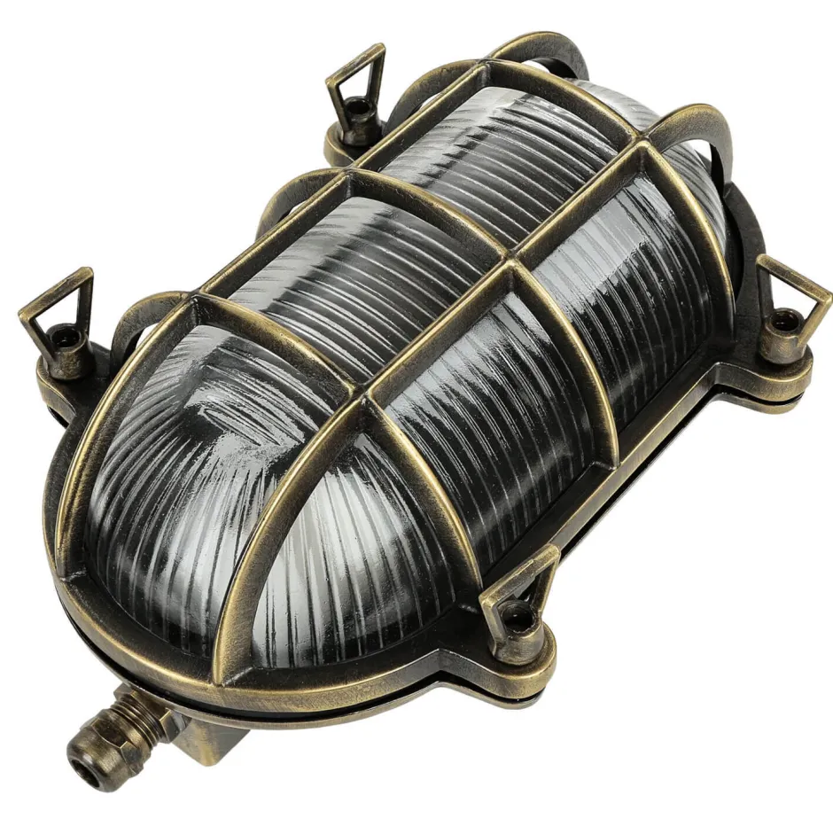 Metall Lampen|Messinglampen*Lido Außenwandlampe Messing Maritim IP64 Haus Terrasse