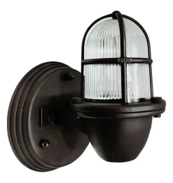 Lido Außenwandlampe Messing massiv Glas E27 IP64 24 cm hoch< Außenleuchten Antik|Außenwandleuchten