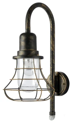 Eco-Light Außenwandlampe Metall Retro IP44 H:54,4 cm Braun-Gold< Metall Lampen|Außenwandleuchten