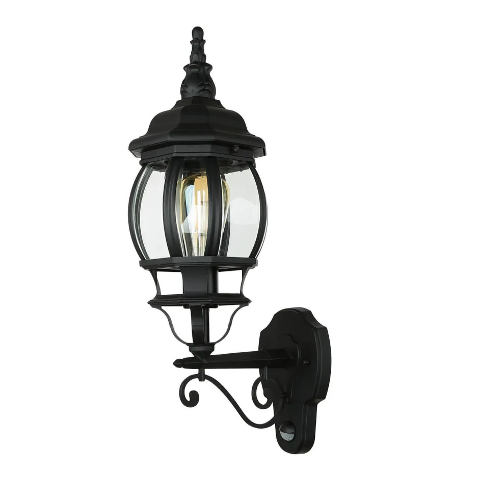 Rustikale Lampen|Rustikale Außenleuchten*Easylight Außenwandlampe Schwarz E27 H: 54 cm Rustikal Glas Alu