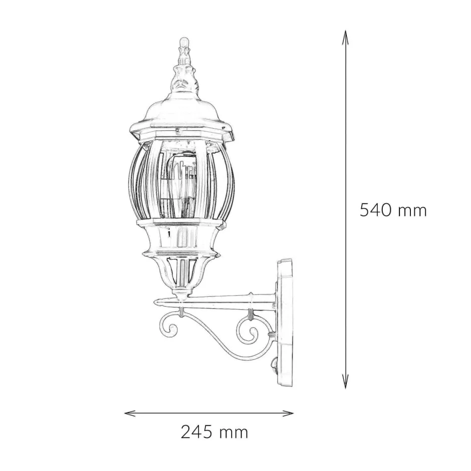 Rustikale Lampen|Rustikale Außenleuchten*Easylight Außenwandlampe Schwarz E27 H: 54 cm Rustikal Glas Alu