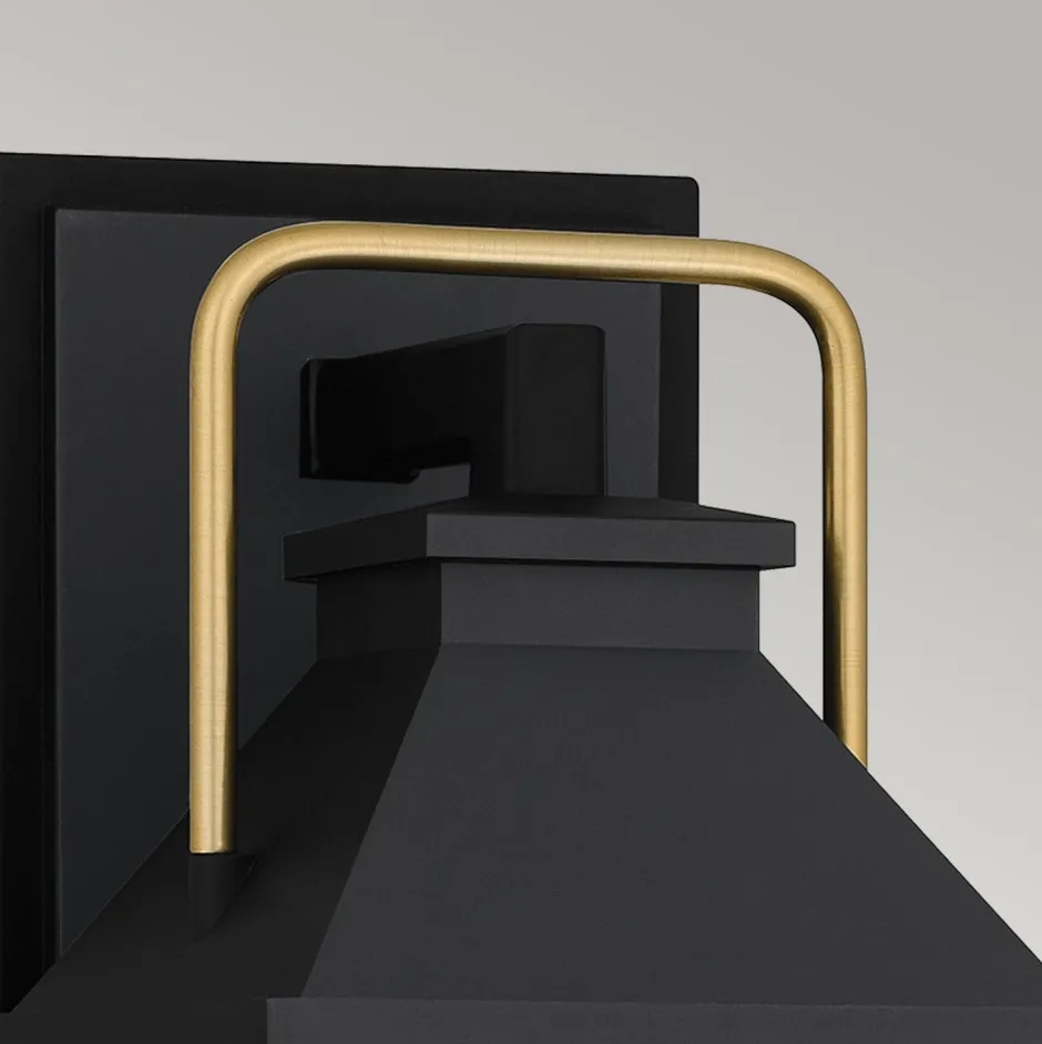 Stofflampen|Rustikale Lampen*Elstead Außenwandlampe Schwarz E27 IP44 H: 37 cm Rustikal