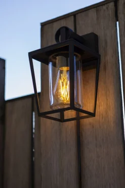 Eco-Light Außenwandleuchte Aluminium Glas H:28,8 cm IP44 Schwarz< Metall Lampen|Außenwandleuchten