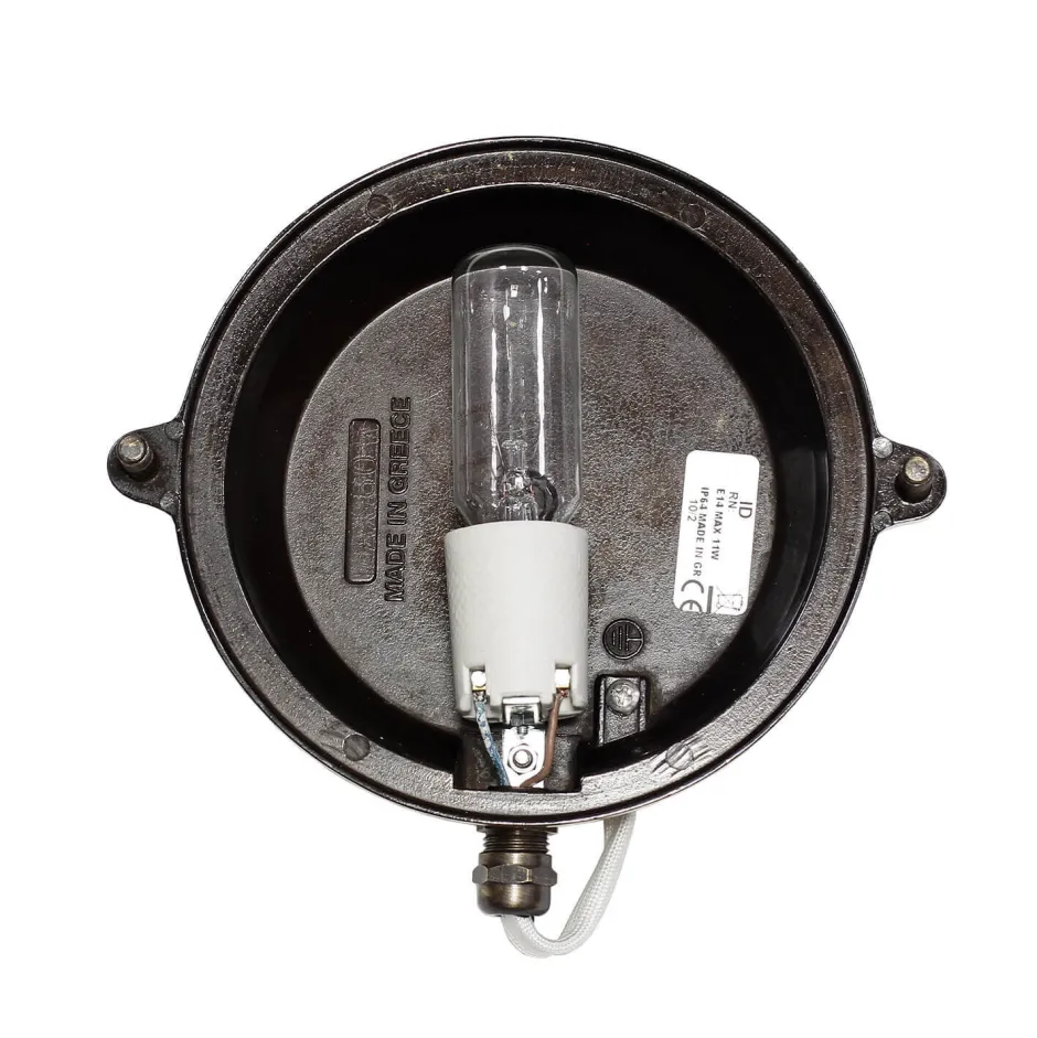 Rustikale Lampen|Metall Lampen*Lido Außenwandleuchte Antik Echt Messing Käfigschirm