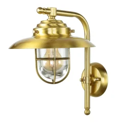 Messinglampen|Metall Lampen*Lido Außenwandleuchte 30cm hoch Messing Haus Maritim IP43