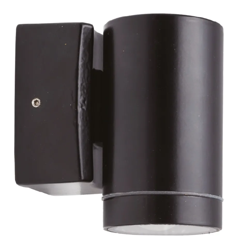 Lido Außenwandleuchte Echt-Messing GU10 IP64 10 cm hoch Schwarz< Außenwandleuchten|Messinglampen