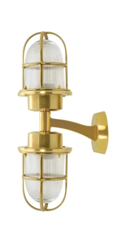 Andromeda Außenwandleuchte Echt-Messing Glas E27 IP64 H: 42 cm< Außenwandleuchten|Messinglampen