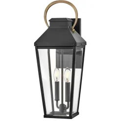 Metall Lampen|Rustikale Lampen*Elstead Außenwandleuchte Glas Aluminium E14 IP44 55,6 cm hoch