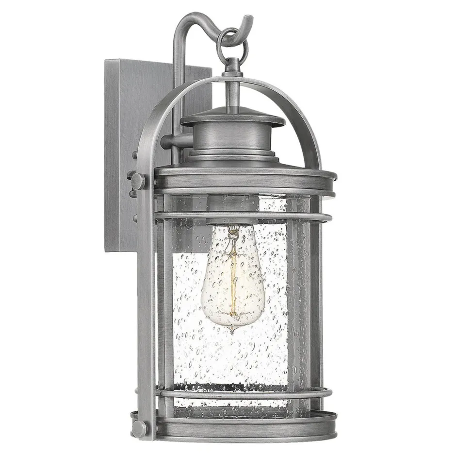 Elstead Außenwandleuchte H: 38,2 cm IP44 E27 Aluminium Regenglas< Metall Lampen|Vintage Lampen