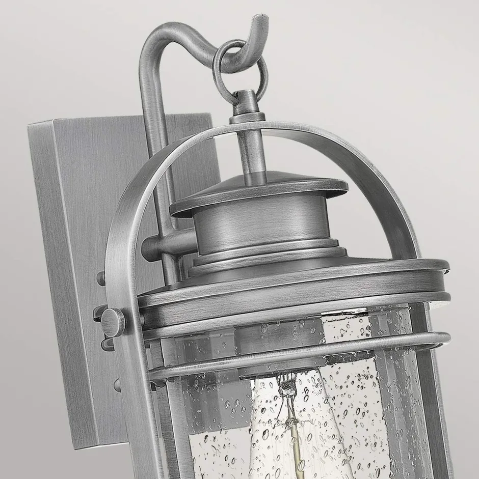 Elstead Außenwandleuchte H: 38,2 cm IP44 E27 Aluminium Regenglas< Metall Lampen|Vintage Lampen