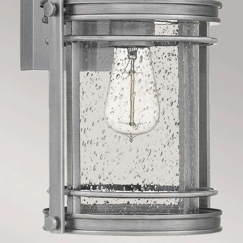 Elstead Außenwandleuchte H: 38,2 cm IP44 E27 Aluminium Regenglas< Metall Lampen|Vintage Lampen