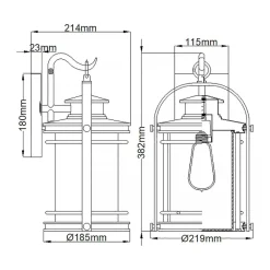 Elstead Außenwandleuchte H: 38,2 cm IP44 E27 Aluminium Regenglas< Metall Lampen|Vintage Lampen