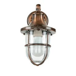 Rustikale Lampen|Metall Lampen*Lido Außenwandleuchte in Kupfer antik E27 IP64 Echt-Messing