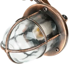 Rustikale Lampen|Metall Lampen*Lido Außenwandleuchte in Kupfer antik E27 IP64 Echt-Messing