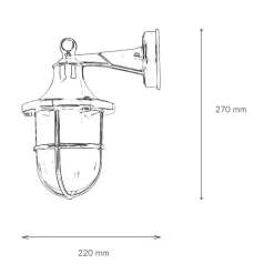 Rustikale Lampen|Metall Lampen*Lido Außenwandleuchte in Kupfer antik E27 IP64 Echt-Messing