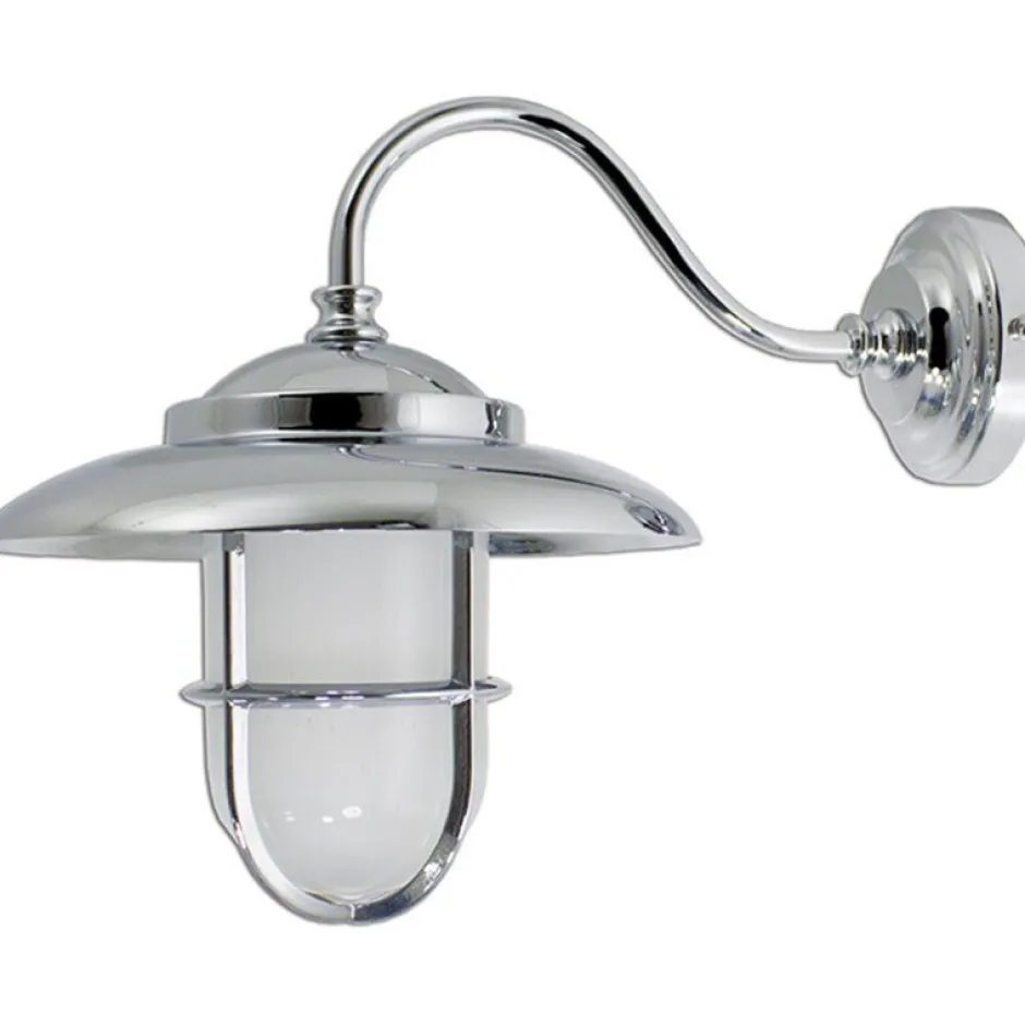 Laura Suardi Außenwandleuchte Laterne Chrom Maritim IP43< Außenleuchten Antik|Außenleuchten Messing