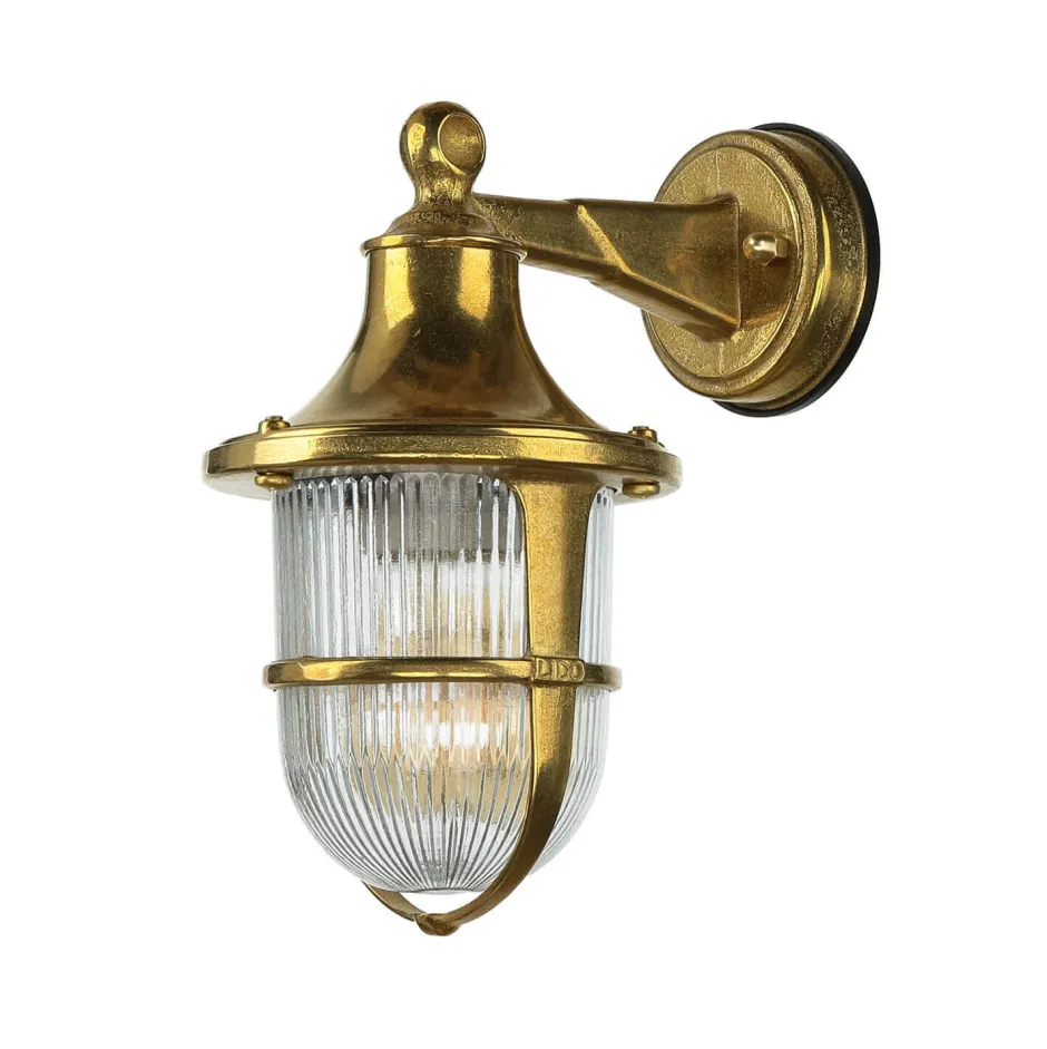 Metall Lampen|Messinglampen*Lido Außenwandleuchte Maritim Rustikal aus Messing Glas