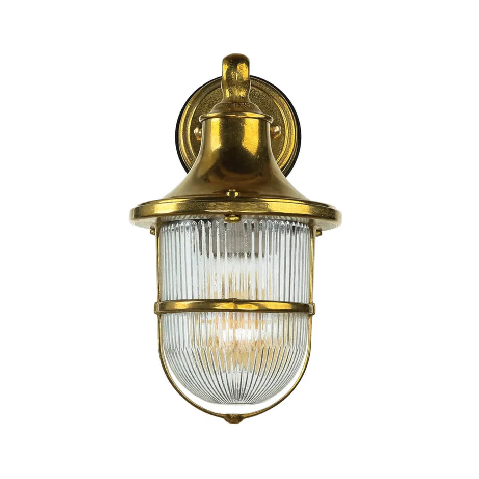 Metall Lampen|Messinglampen*Lido Außenwandleuchte Maritim Rustikal aus Messing Glas