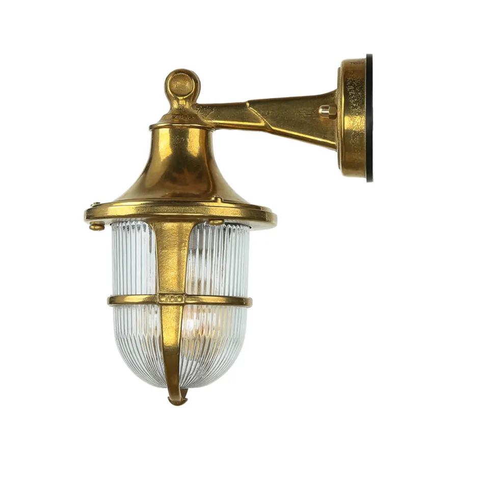 Metall Lampen|Messinglampen*Lido Außenwandleuchte Maritim Rustikal aus Messing Glas