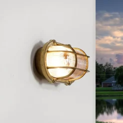 Lido Außenwandleuchte Maritim Rustikal aus Echt-Messing< Rustikale Lampen|Metall Lampen