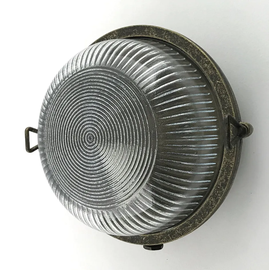 Außenwandleuchten|Messinglampen*Andromeda Außenwandleuchte Messing Glas D: 17,5 cm IP64 E27 rund